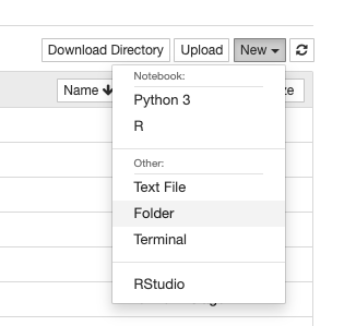 Create a new folder on datahub