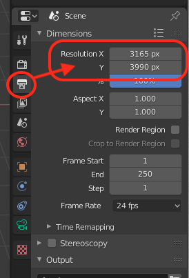 Change output properties