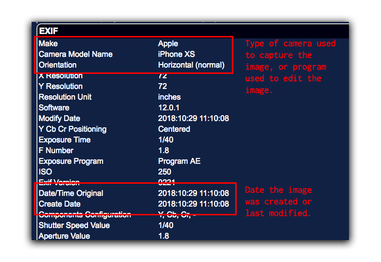 Foto forensics shows you metadata